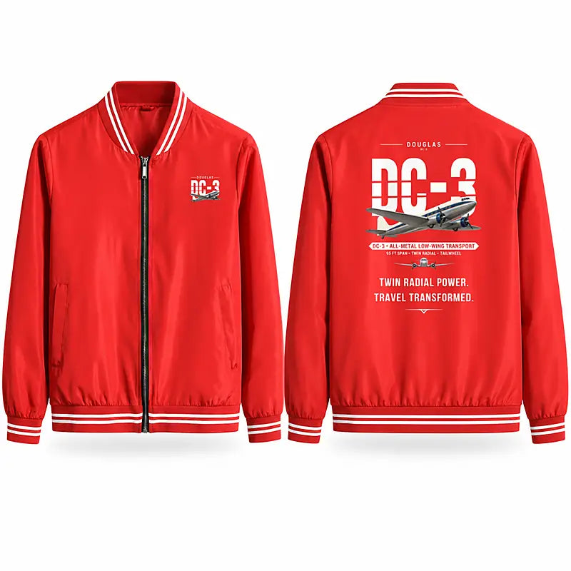 Douglas DC-3 Stylish Jackets - Baseball Collar - Original - Red