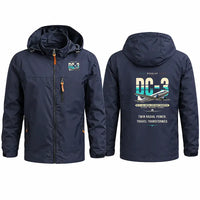 Thumbnail for Douglas DC-3 Stylish Jackets - Hooded Windbreaker - Original - Navy Blue