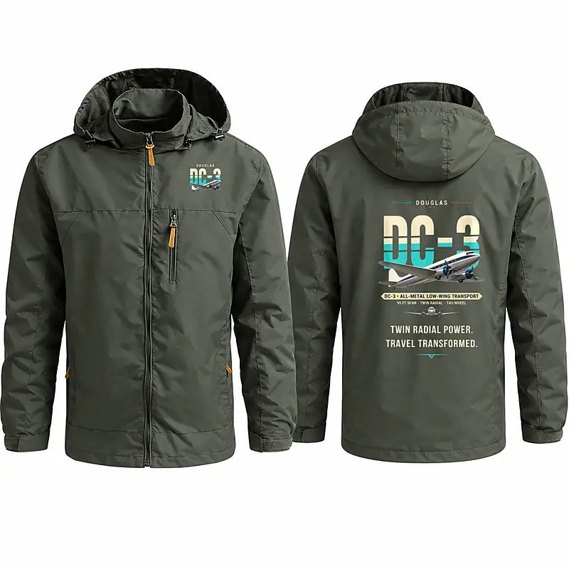 Douglas DC-3 Stylish Jackets - Hooded Windbreaker - Original - Olive Green