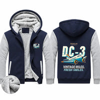 Thumbnail for Douglas DC-3 Zipped Sweatshirts - Cartoon - Navy & Gray