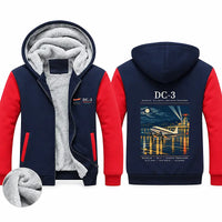 Thumbnail for Douglas DC-3 Zipped Sweatshirts - Poster - Navy & Red