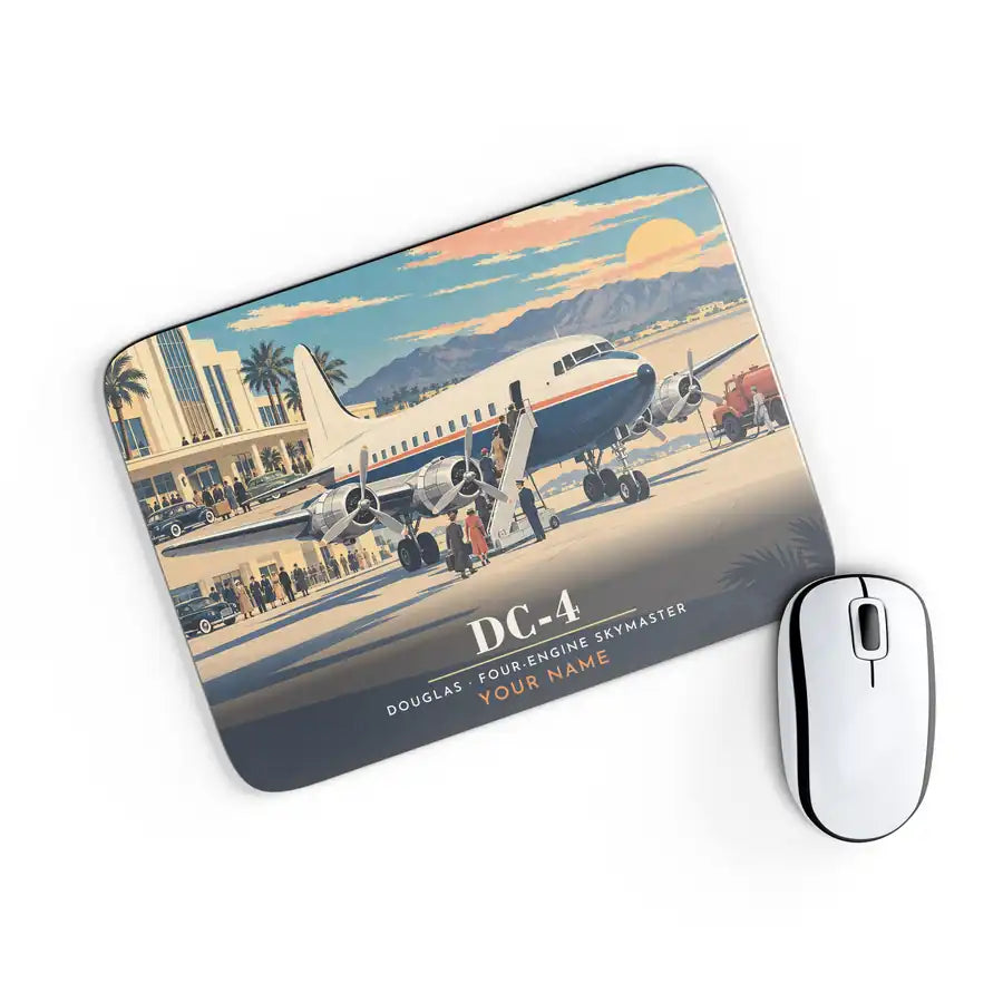 Douglas DC-4 - 3D + Name - Mouse Pad - Full Print
