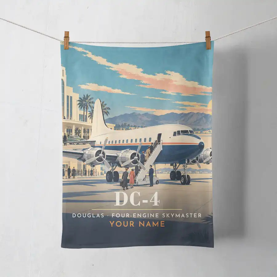 Douglas DC-4 - 3D + Name - Towel - Full Print