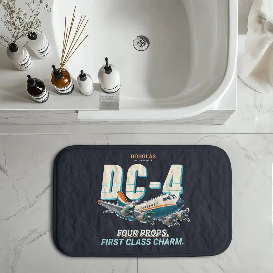 Douglas DC-4 - Cartoon - Bath Mat