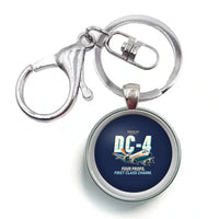 Thumbnail for Douglas DC-4 - Cartoon - Circle Key Chain - Navy Blue