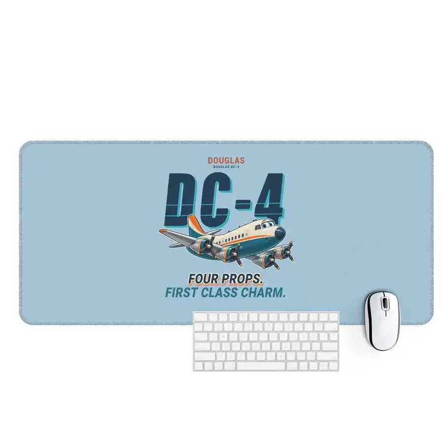 Douglas DC-4 - Cartoon - Desk Mat - Light Blue