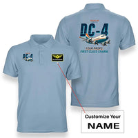 Thumbnail for Douglas DC-4 - Cartoon - Double-Side Polo - Light Blue + Name