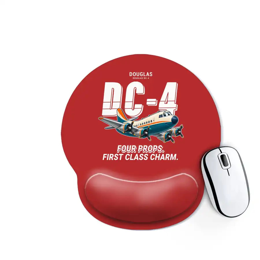 Douglas DC-4 - Cartoon - Ergonomic Mouse Pad - Red