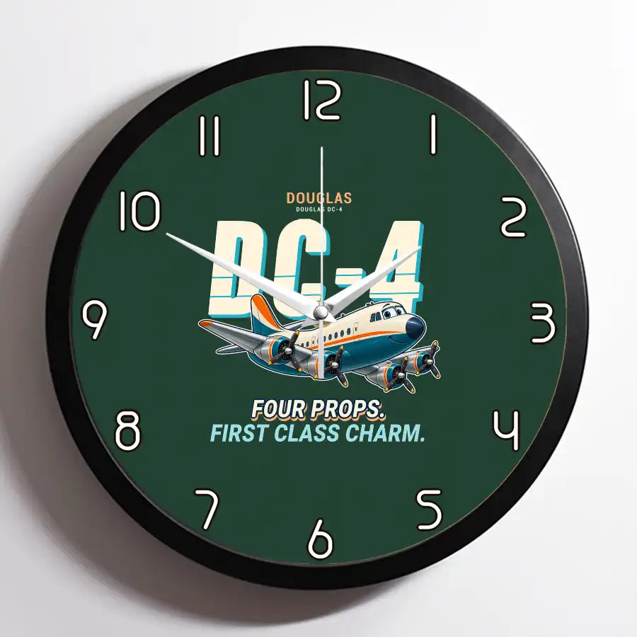 Douglas DC-4 - Cartoon - Framed - Dark Green