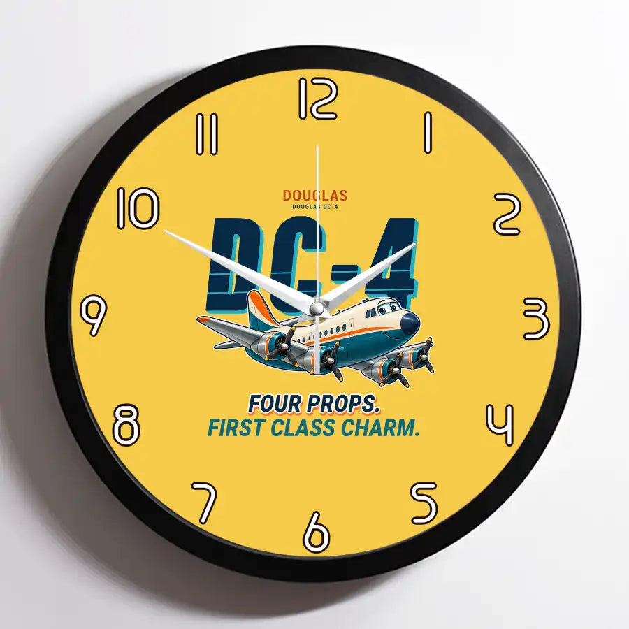 Douglas DC-4 - Cartoon - Framed - Yellow