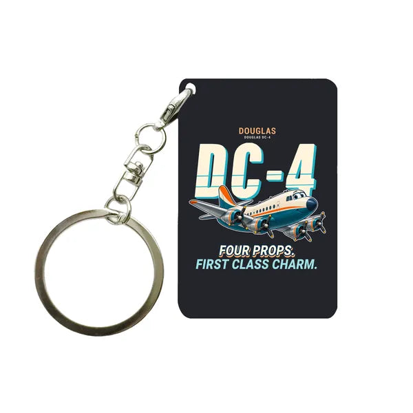 Douglas DC-4 - Cartoon - Key Chain - Black