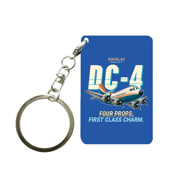 Douglas DC-4 - Cartoon - Key Chain - Blue