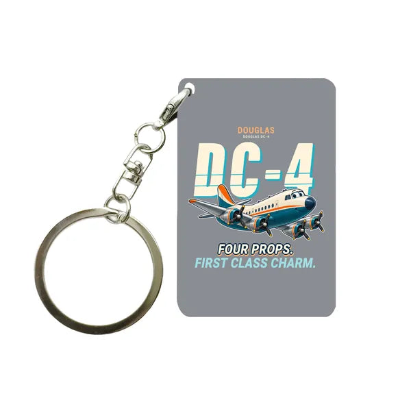 Douglas DC-4 - Cartoon - Key Chain - Gray