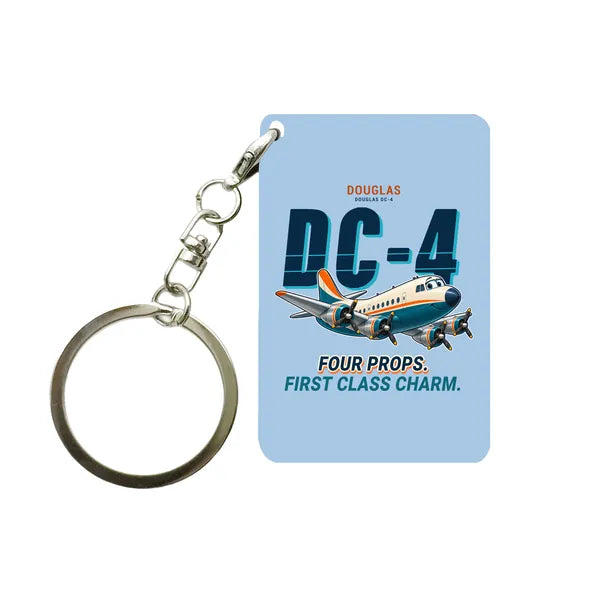 Douglas DC-4 - Cartoon - Key Chain - Light Blue