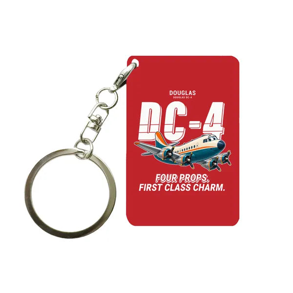 Douglas DC-4 - Cartoon - Key Chain - Red