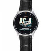 Thumbnail for Douglas DC-4 - Cartoon - Leather Strap - Striped Black Leather Strap
