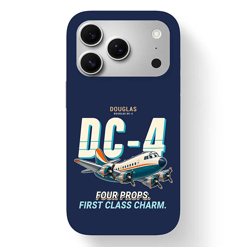 Douglas DC-4 - Cartoon - MagSafe iPhone 17 Pro - Navy Blue