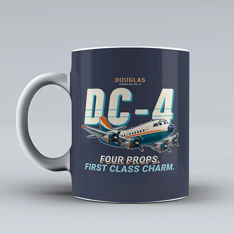 Douglas DC-4 - Cartoon - Mug - Dark Blue