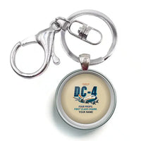 Thumbnail for Douglas DC-4 - Cartoon + Name - Circle Key Chain - Beige