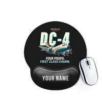 Thumbnail for Douglas DC-4 - Cartoon + Name - Ergonomic Mouse Pad - Black