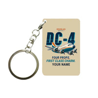 Thumbnail for Douglas DC-4 - Cartoon + Name - Key Chain - Beige