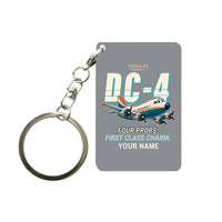 Thumbnail for Douglas DC-4 - Cartoon + Name - Key Chain - Gray