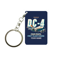 Thumbnail for Douglas DC-4 - Cartoon + Name - Key Chain - Navy Blue