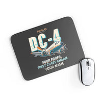 Thumbnail for Douglas DC-4 - Cartoon + Name - Mouse Pad - Black