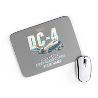 Thumbnail for Douglas DC-4 - Cartoon + Name - Mouse Pad - Gray