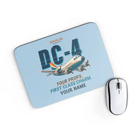Thumbnail for Douglas DC-4 - Cartoon + Name - Mouse Pad - Light Blue