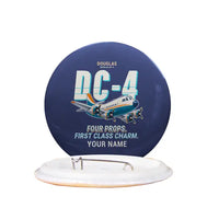 Thumbnail for Douglas DC-4 - Cartoon + Name - Pin - Navy Blue