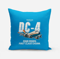 Thumbnail for Douglas DC-4 - Cartoon - Pillow - Turquoise