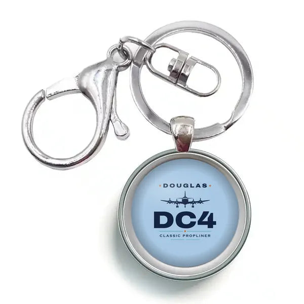 Douglas DC-4 - Heritage - Circle Key Chain - Light Blue