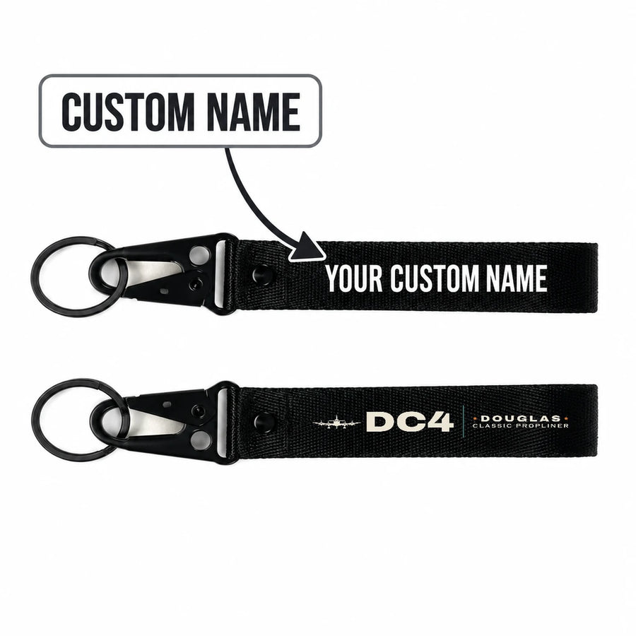 Douglas DC-4 Hawk-Shaped Key Chains - Black - Heritage - Personalized