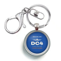 Thumbnail for Douglas DC-4 - Heritage + Name - Circle Key Chain - Blue