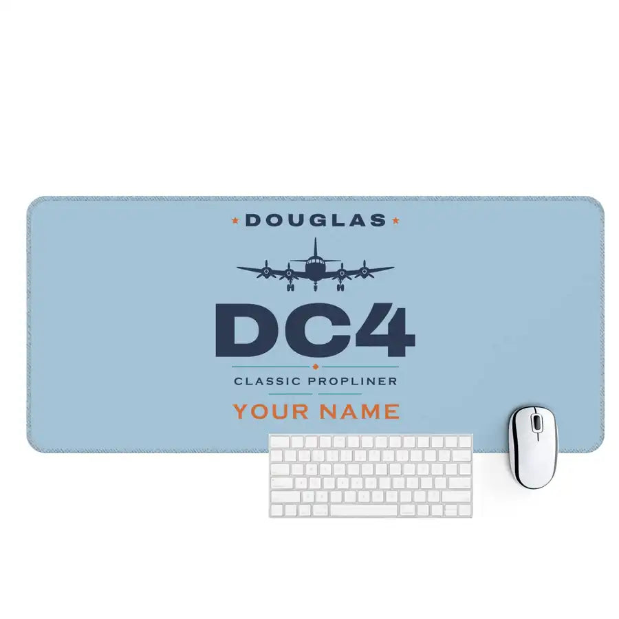 Douglas DC-4 - Heritage + Name - Desk Mat - Light Blue