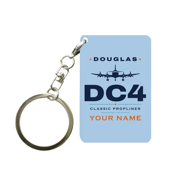 Douglas DC-4 - Heritage + Name - Key Chain - Light Blue