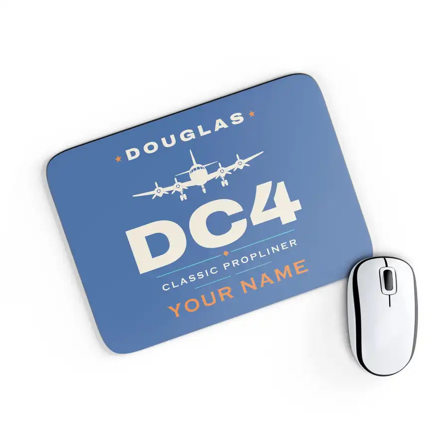 Douglas DC-4 - Heritage + Name - Mouse Pad - Blue