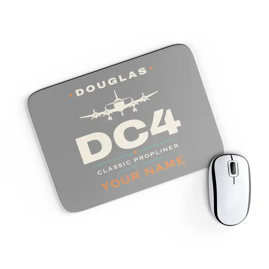 Douglas DC-4 - Heritage + Name - Mouse Pad - Gray