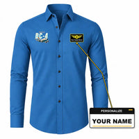 Thumbnail for Douglas DC-4 - Long Sleeve Shirt - Cartoon - Blue + NAME