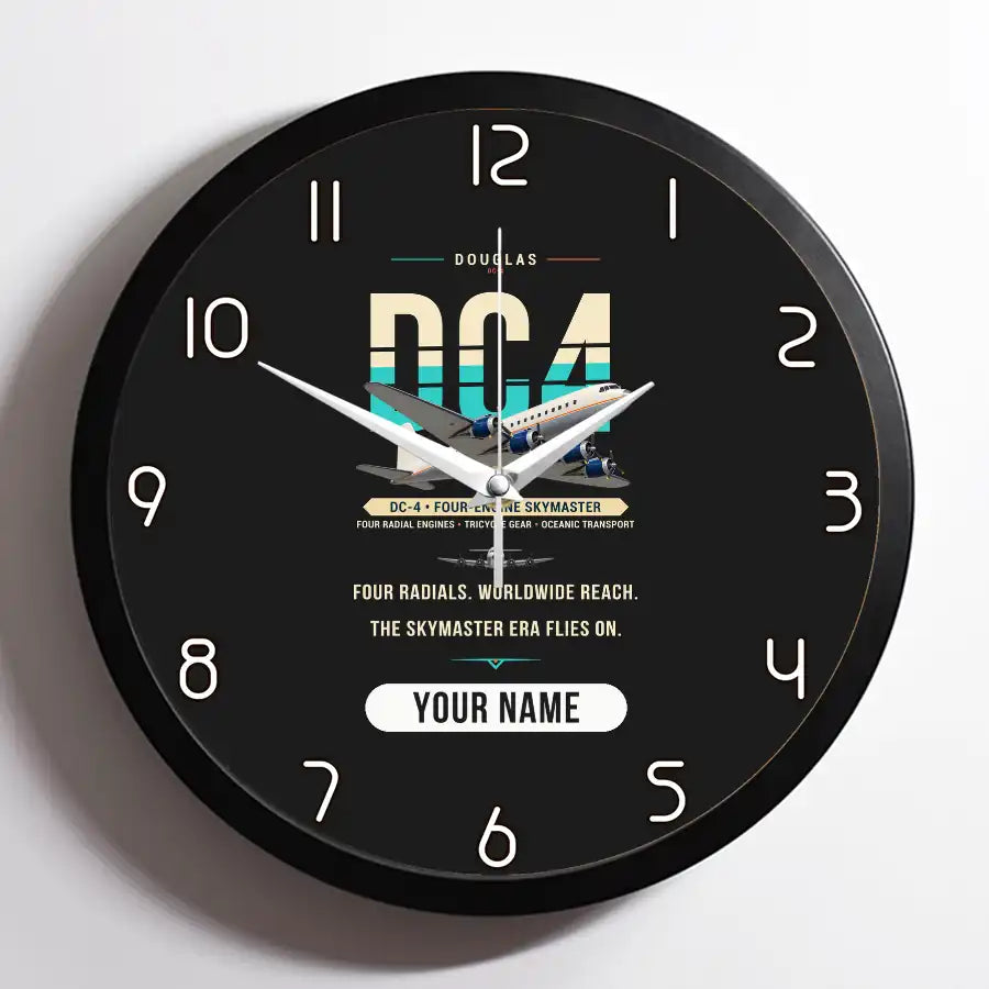 Douglas DC-4 - Original + Name - Framed - Black