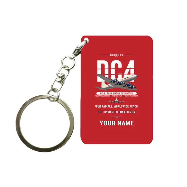 Douglas DC-4 - Original + Name - Key Chain - Red