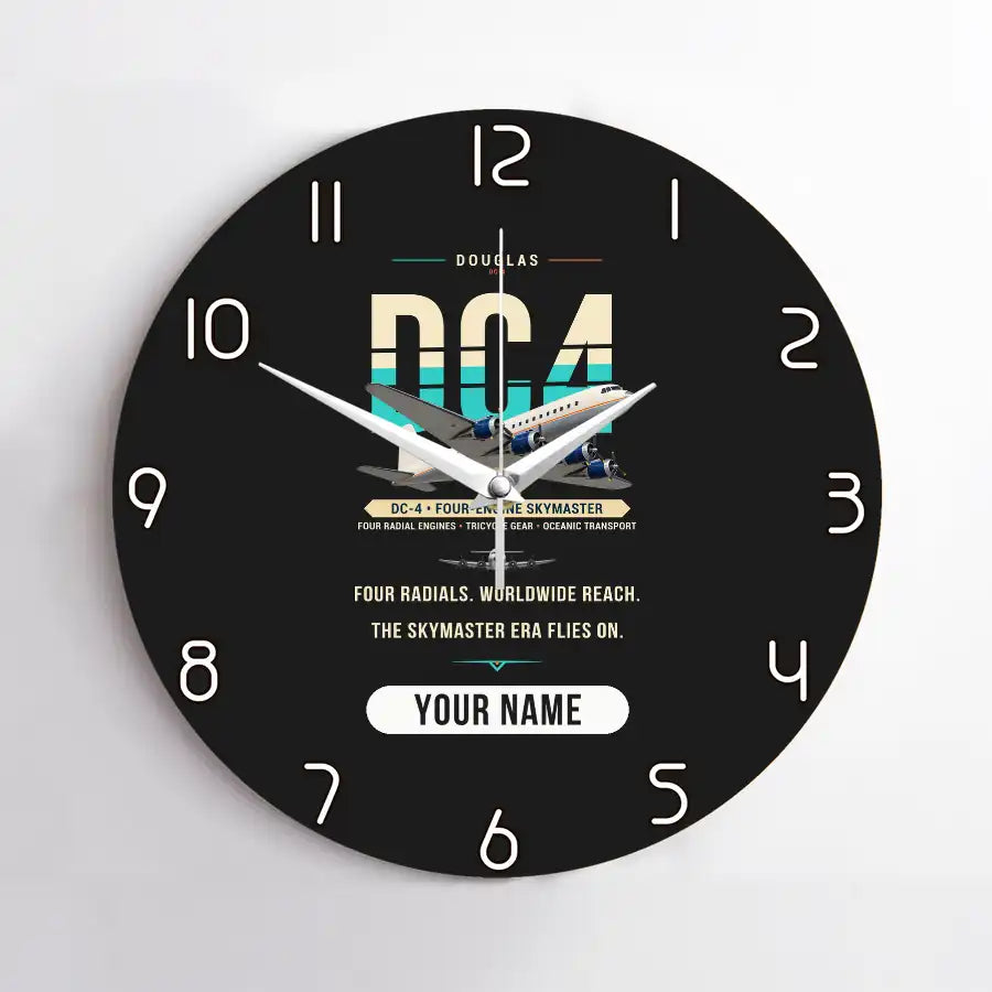 Douglas DC-4 - Original + Name - No Frame - Black