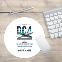 Thumbnail for Douglas DC-4 - Original + Name - Round Mouse Pad - White