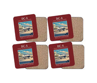 Thumbnail for Douglas DC-4 - Poster - Coaster Set - Dark Red