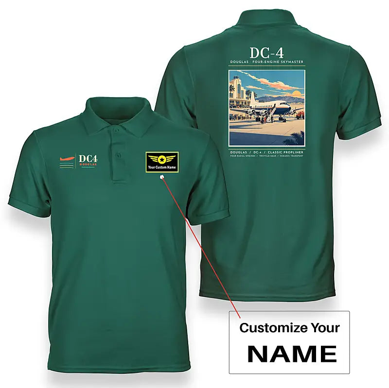 Douglas DC-4 - Poster - Double-Side Polo - Green + Name
