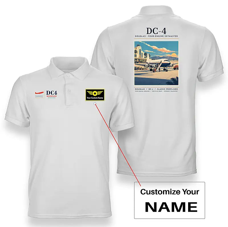 Douglas DC-4 - Poster - Double-Side Polo - White + Name