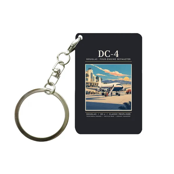 Douglas DC-4 - Poster - Key Chain - Black