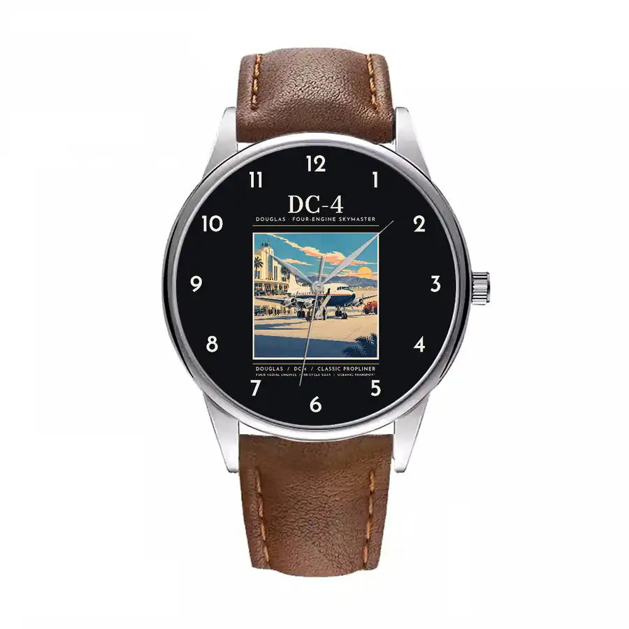 Douglas DC-4 - Poster - Leather Strap - Brown Leather Strap