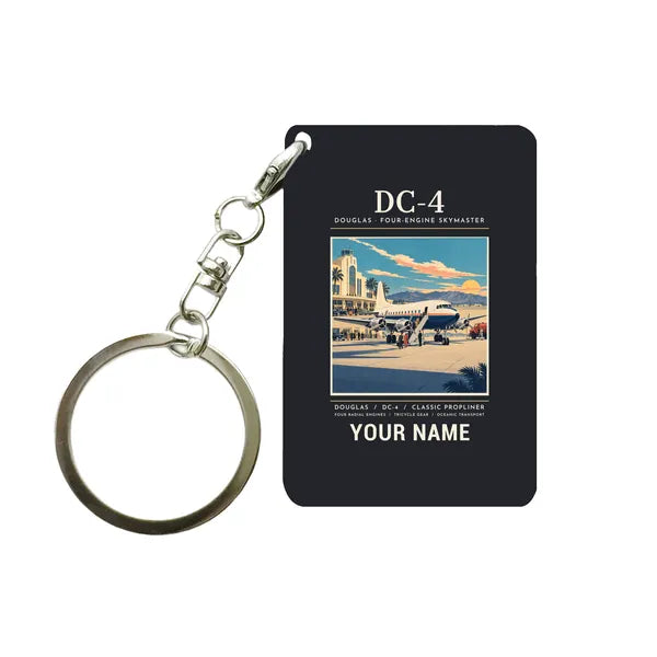 Douglas DC-4 - Poster + Name - Key Chain - Black